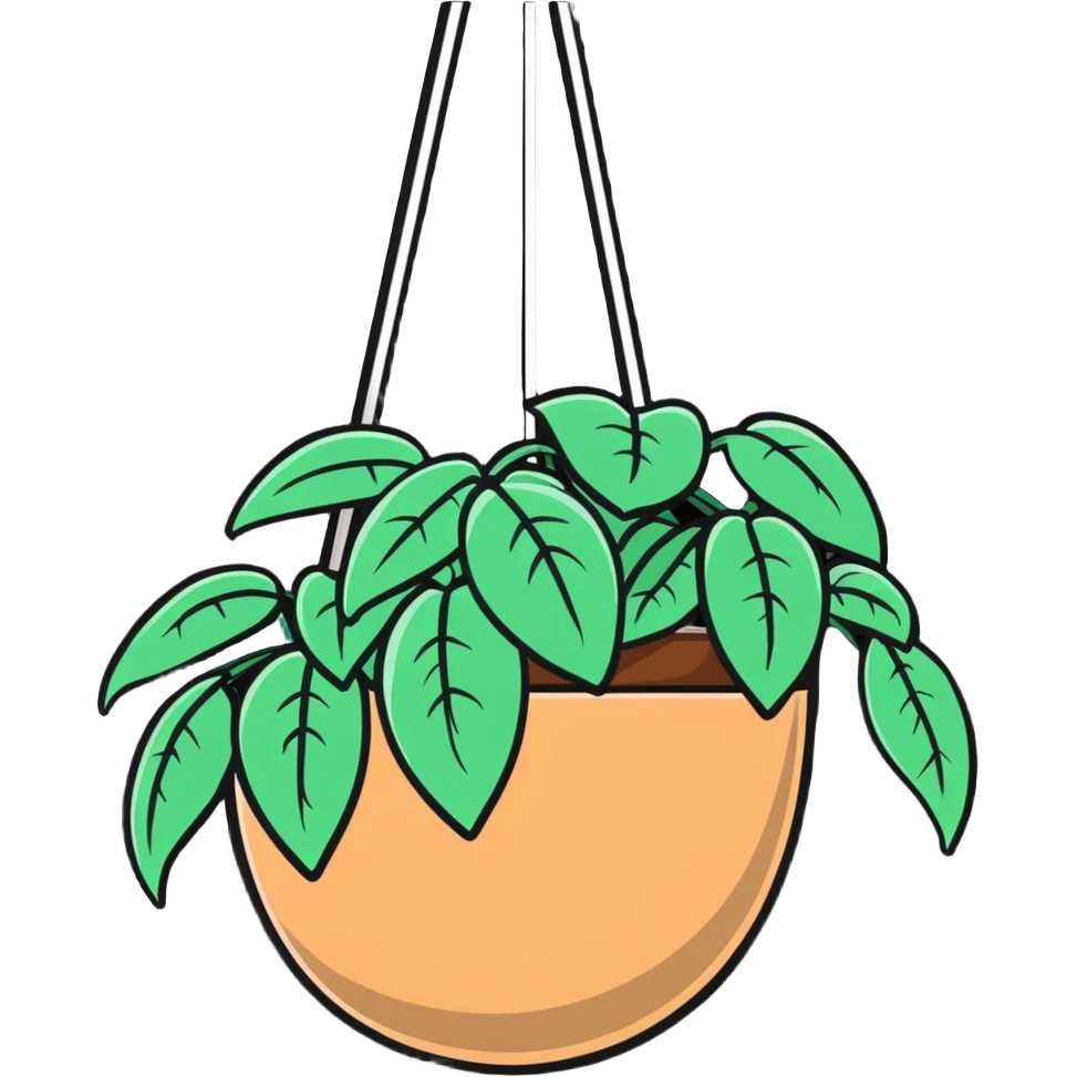Plectranthus Verticillatus creeping charlie plant with trailing vines in a coconut fiber hanging basket emoji