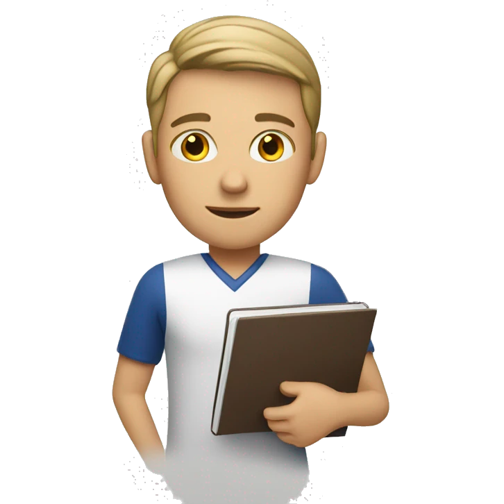 white young soccer coach holding a notebook emoji