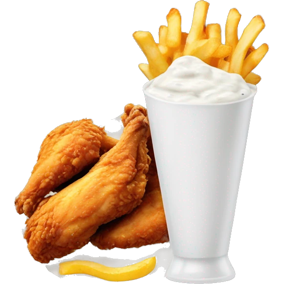 Chicken tender with ranch dressing on the side with fries emoji