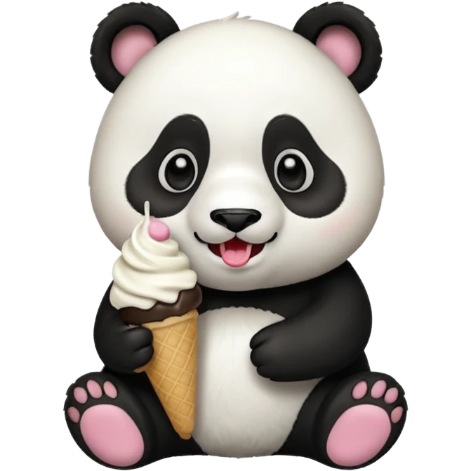 Panda eating ice cream emoji