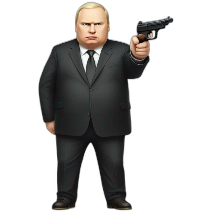 Vladimir Poutine morbidly obese Shooting nobody, full body emoji