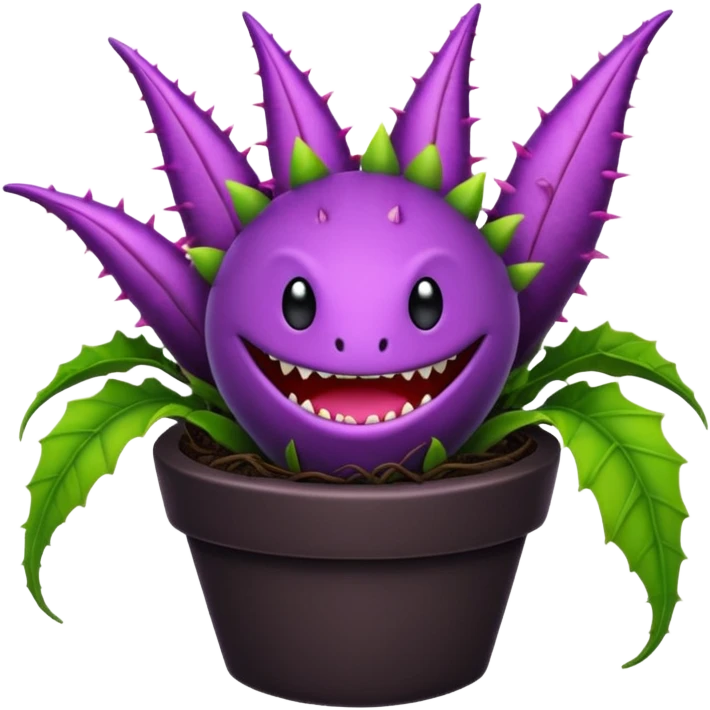 Black and purple Venus flytrap with vines emoji
