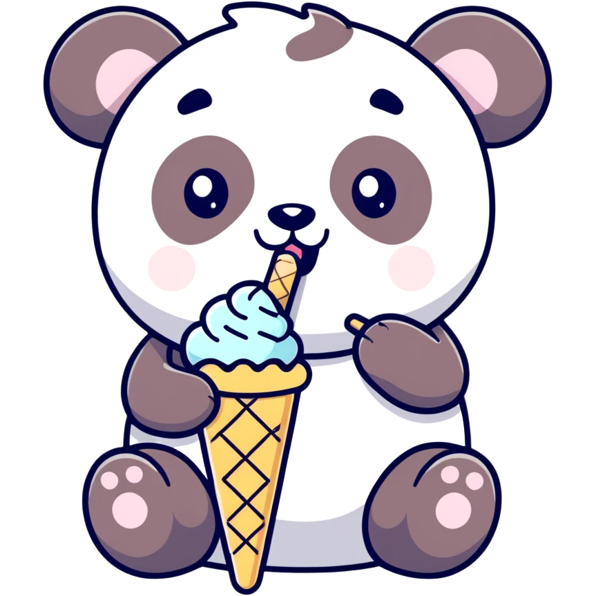 Panda eating ice cream emoji