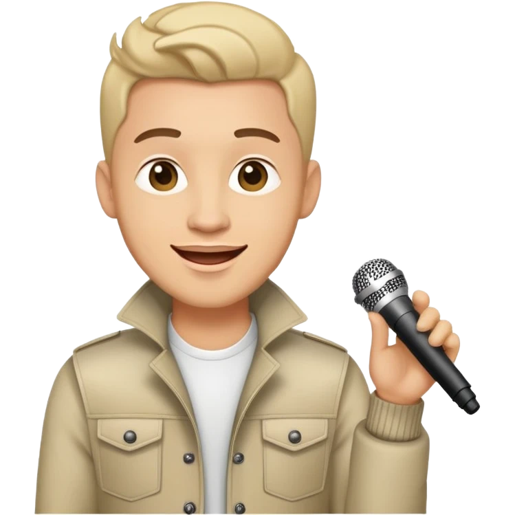 Happy Rock Pop Music Male Singer in his 30s dressed with trendy style emoji