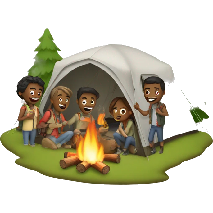 6 friends camping  emoji