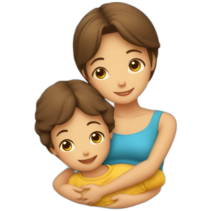 mujer feliz embarazada con otro niño pequeño junto a ella emoji
