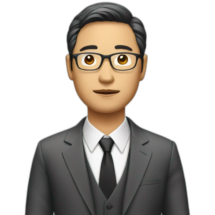 Asia man with suit and glass emoji