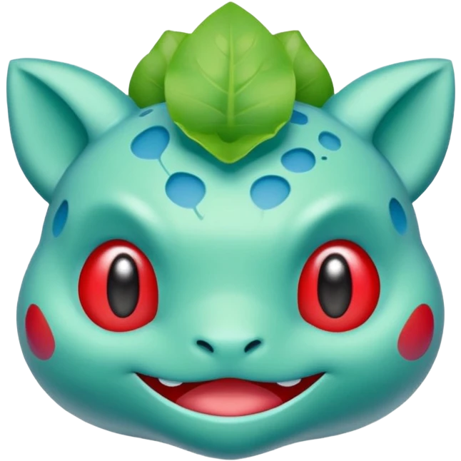 Bulbasaur emoji, Rednote app icon inspired, multicolored with green, blue, and red, modern and minimal, no music note emoji