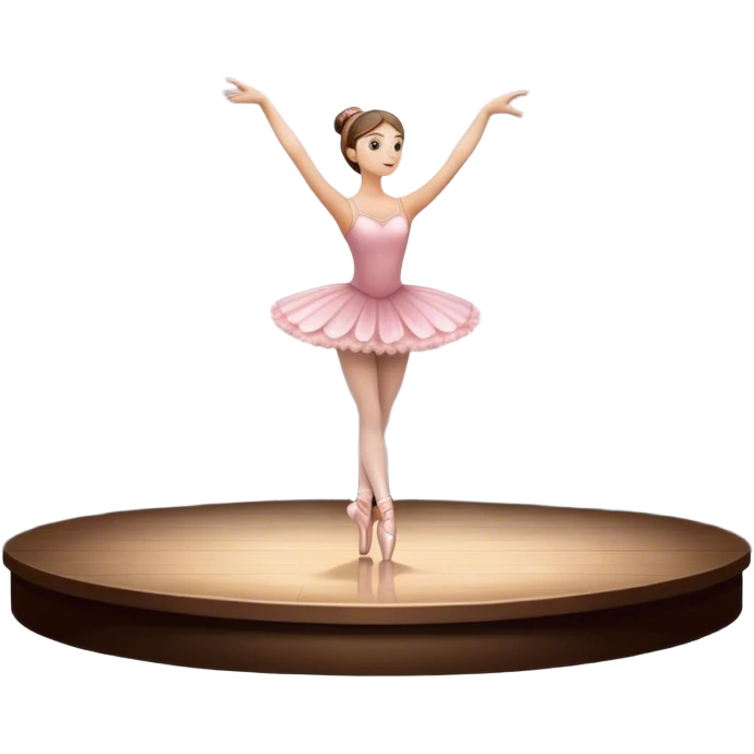 Emoji of Ballet: theater stage with silhouette of a ballerina in an elegant pose, surrounded by spotlight and stage lights. The icon should convey the grace and beauty of ballet, with focus on the dancer and the dramatic lighting. Transparent background. emoji