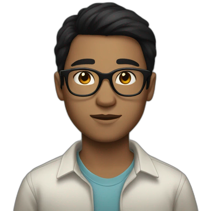 Boy with straight black hair white skin freckles and glasses emoji