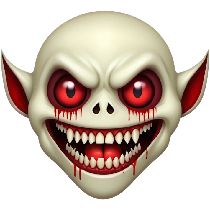 Blood scary exe lost media mutant monster face experiment zone 51 monster with long teeth in just ipnone style emoji