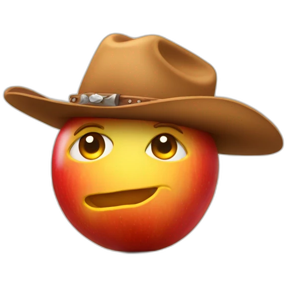 Apple wearing a cowboy hat emoji