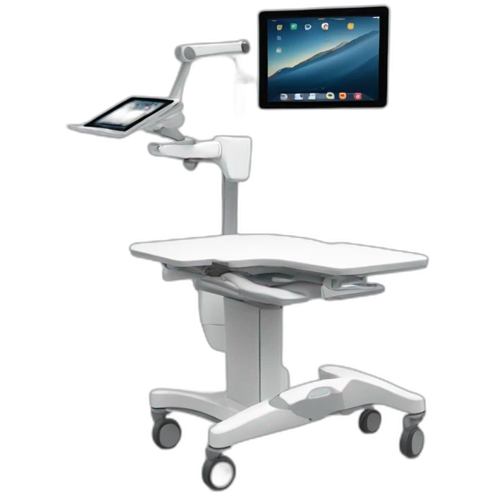 Telehealth cart with articulating arm for ipad emoji