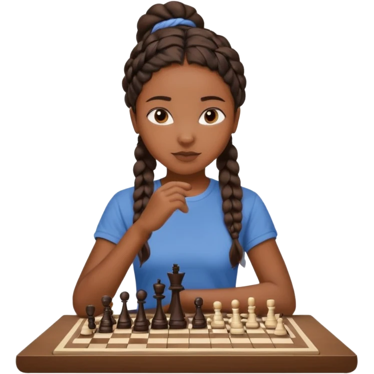 black girl with braid playing chess emoji