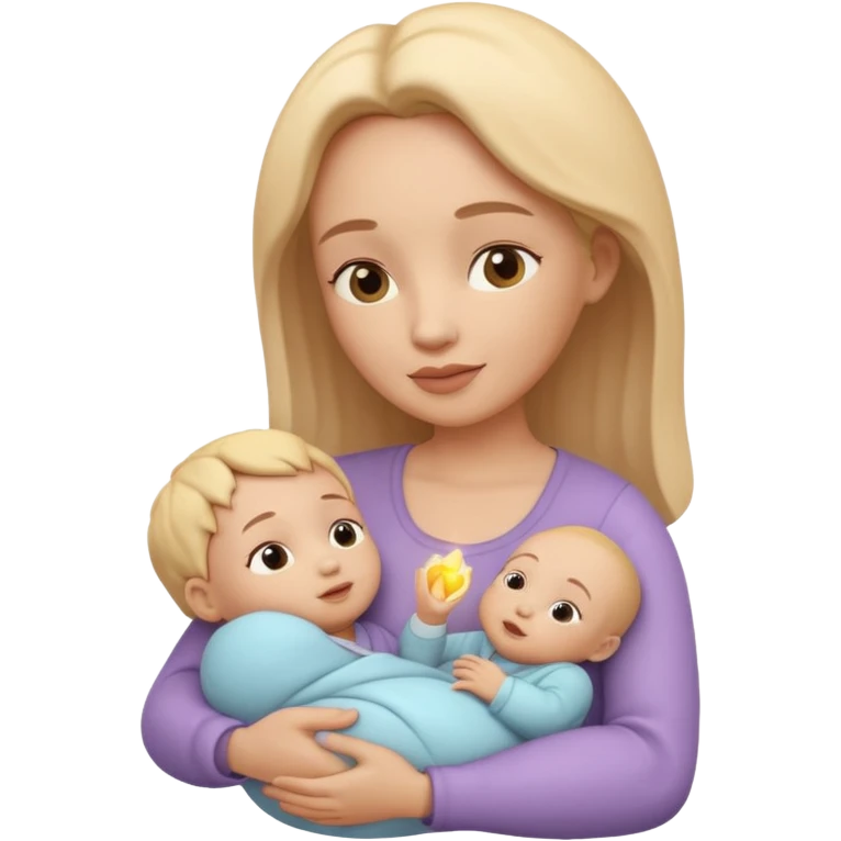"Un icono 3D adorable de una madre sosteniendo tiernamente a un bebé. Estilo 'claymorphism' (plastilina suave),  emoji