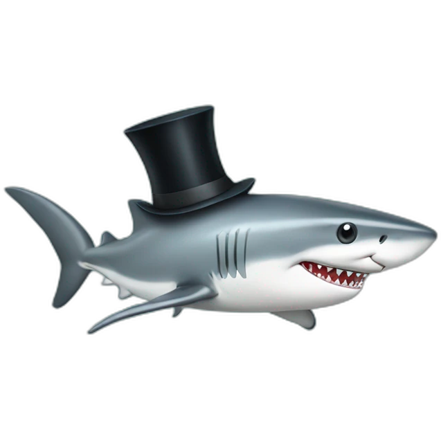 Shark with a top hat emoji