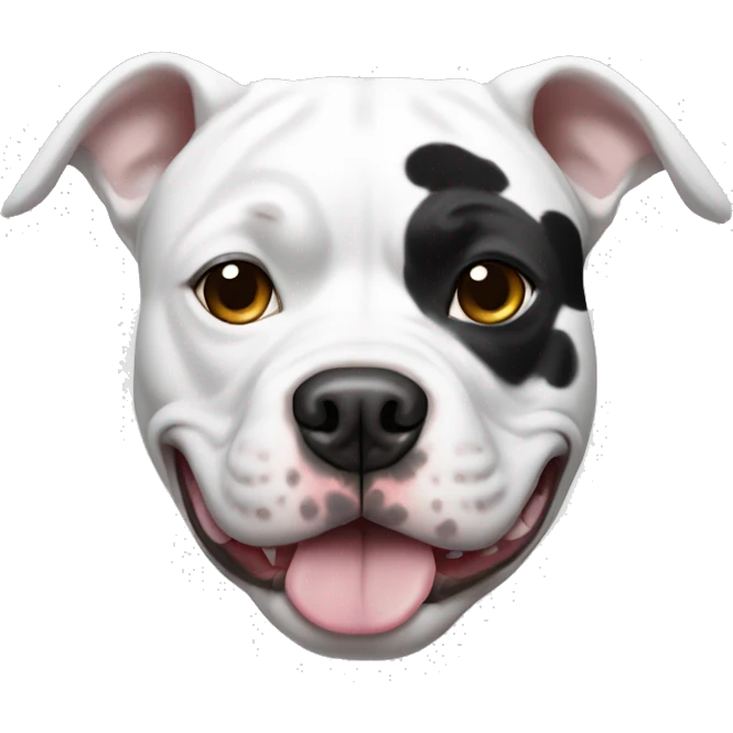 white pitbull with black spots and one black spot around the eye  emoji