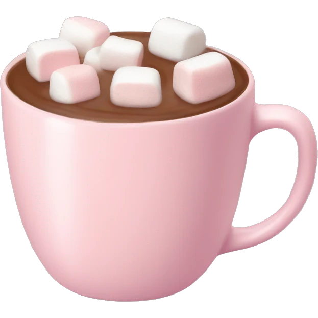 Light Pink mug of hot chocolate with marshmallows  emoji