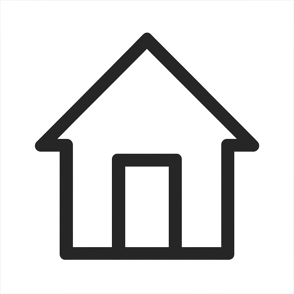 A simple house icon with a geometric, minimalist design emoji