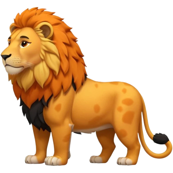 FULL BODY panthera leo male style wild, full flat  cute side profile design in 3d soft l centered composition cartoon style128x128 pixels emoji
