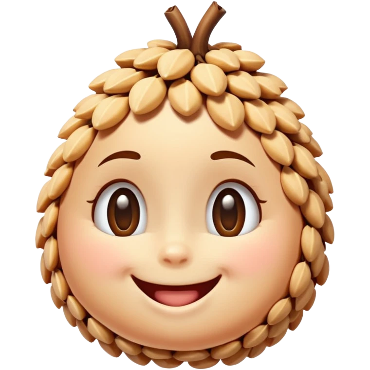 A small single pine nut blushing and smiling cheerily emoji