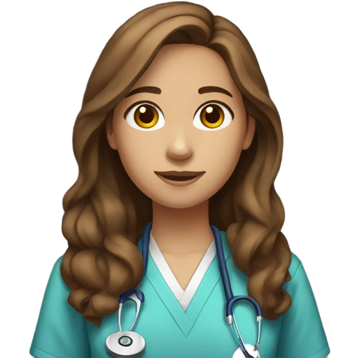 a full body medical student blue shirt 20 years old girl student tan skin, brown hair emoji