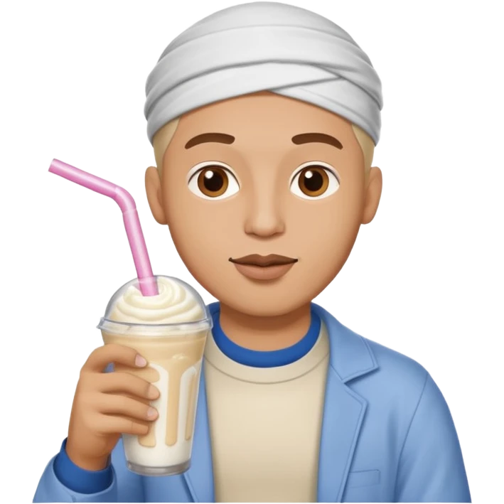muslim man drinking milkshake emoji