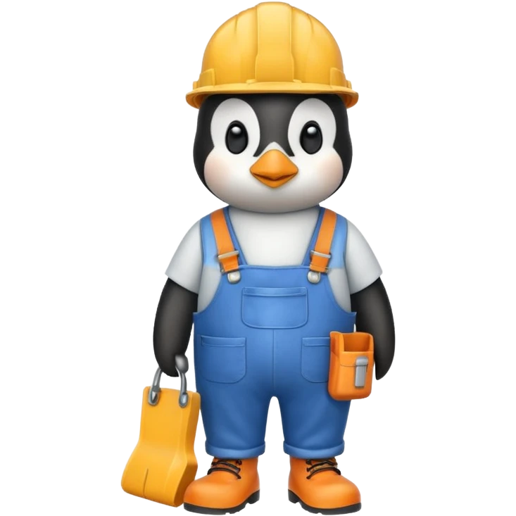 A penguin dressed as a construction worker emoji