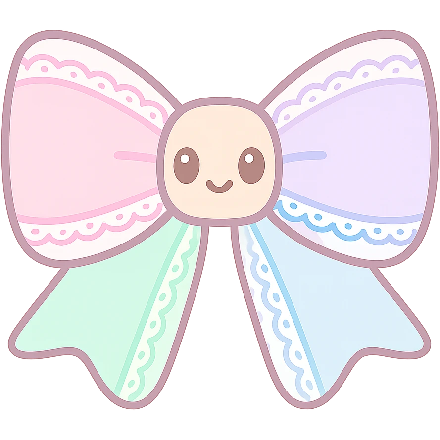 coquette style bow, soft pastel colors, delicate and feminine, with lace or ribbon details emoji