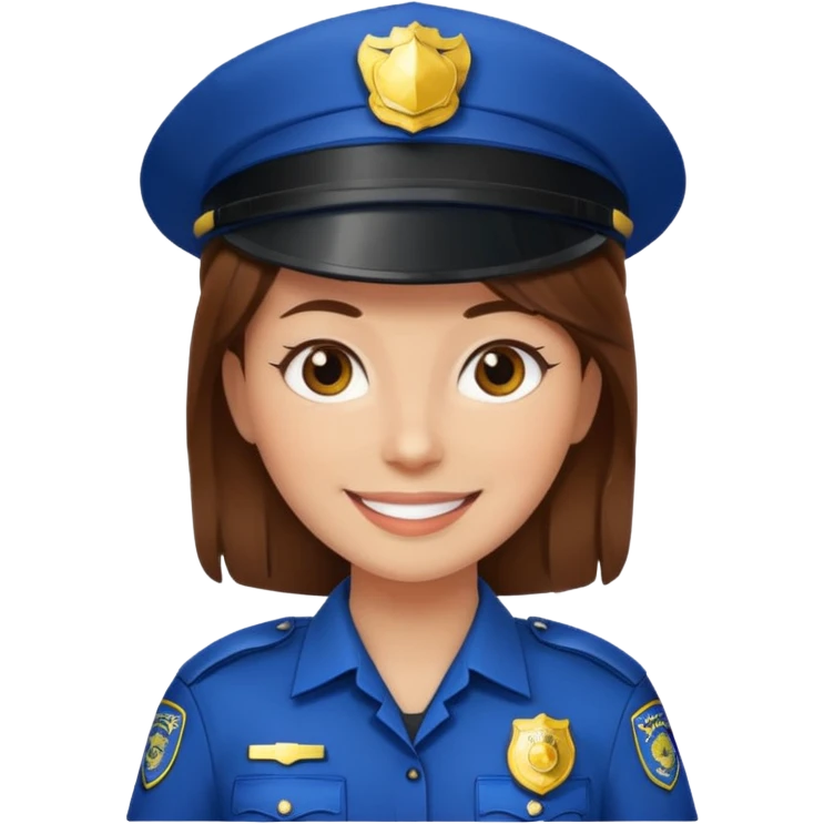 police woman with brown hair and bright skin emoji