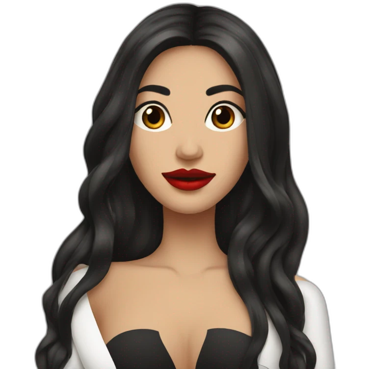 woman spanish black haired long hair split in the middle red lips emoji
