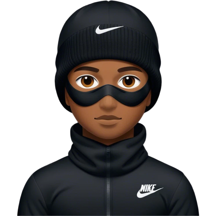 A brown skin boy, with a Nike pro black ski mask emoji