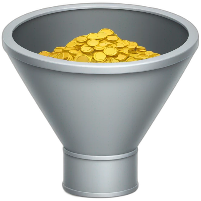 funnel with coins entering emoji