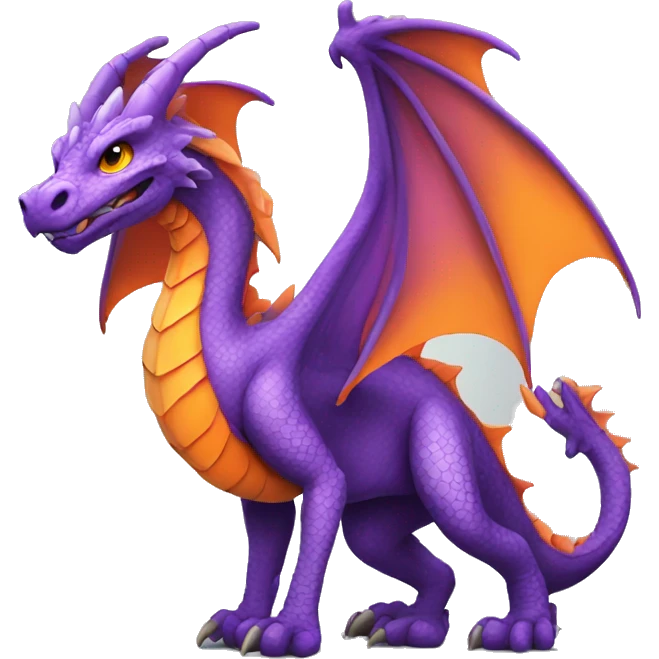 Purple dragon with orange wings emoji