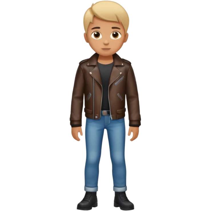 Boy in leather jocket, full body, different color emoji