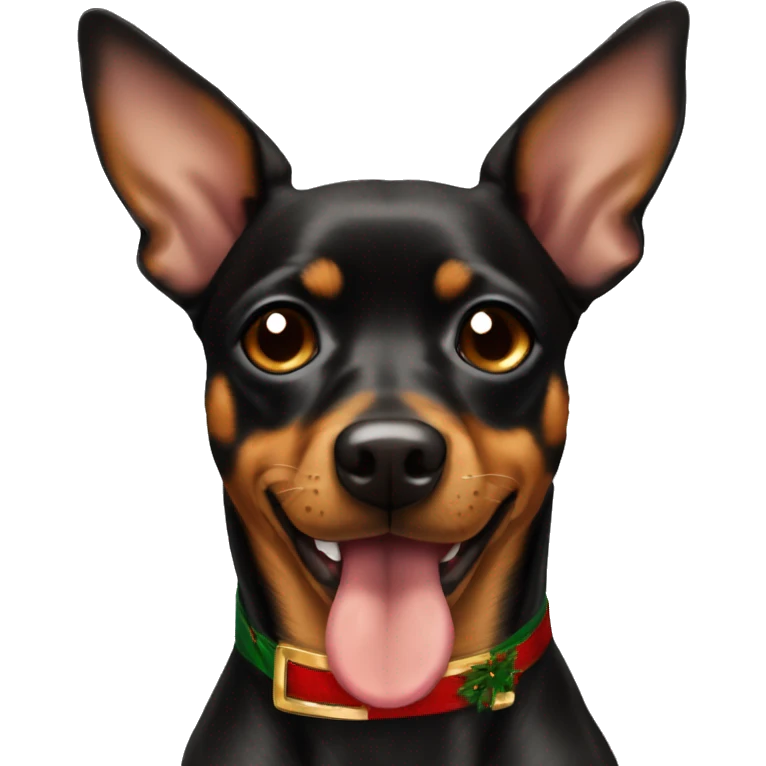 black brindle tan pinscher big ears christmas emoji