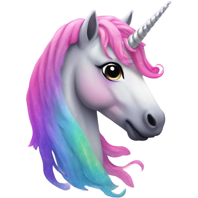 Pink rainbow ombre majestic unicorn with glitter  emoji