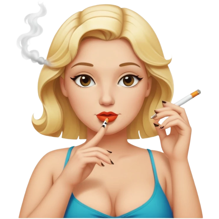 curvy blonde beach pose smoking emoji