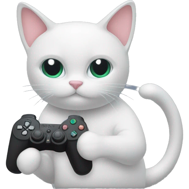 A Cat holding a Ps5 Control  emoji