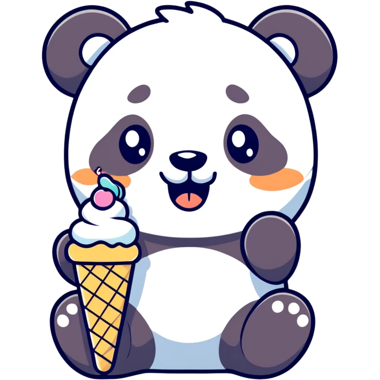 Panda eating ice cream emoji