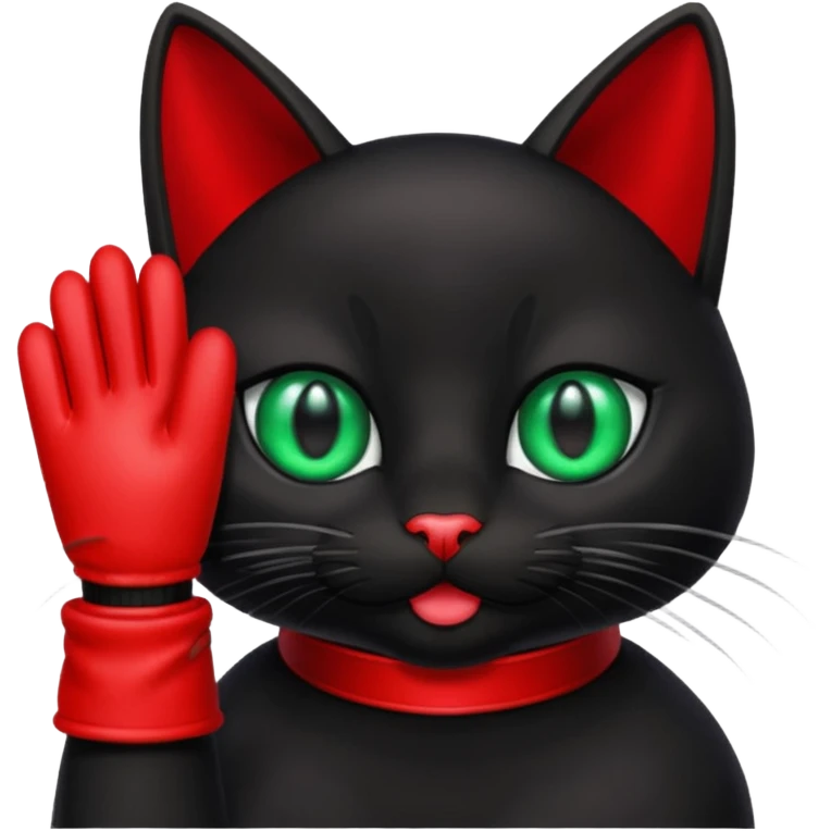 Black cat with a red glove in his mouth  emoji
