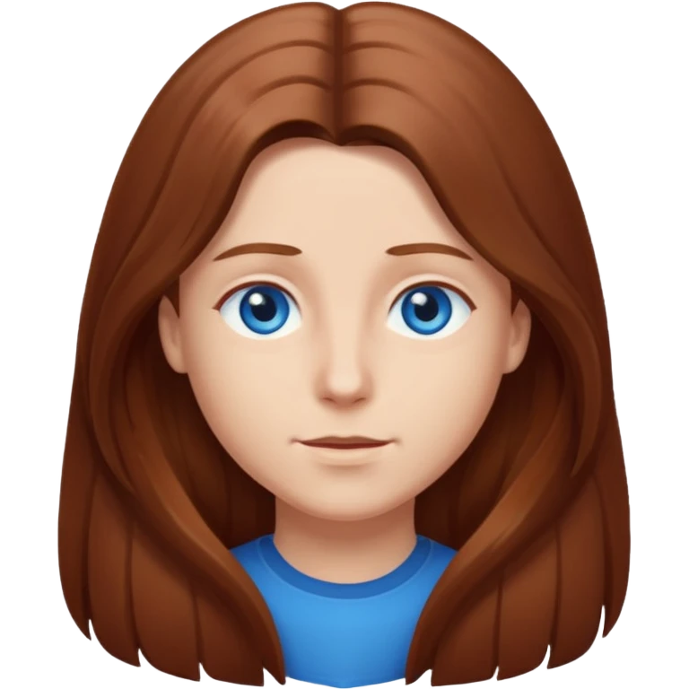 long hair chestnut color blue eyes emoji