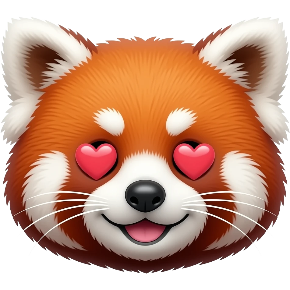 Loving face red panda, cartoon, hearts eyes emoji