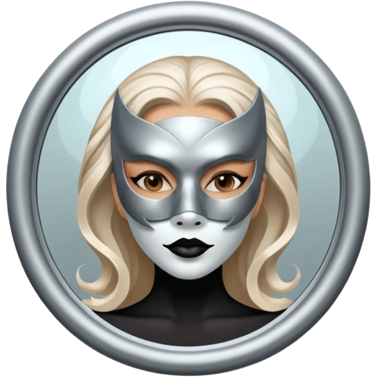 Killer on mask on fancy mirror behind woman emoji