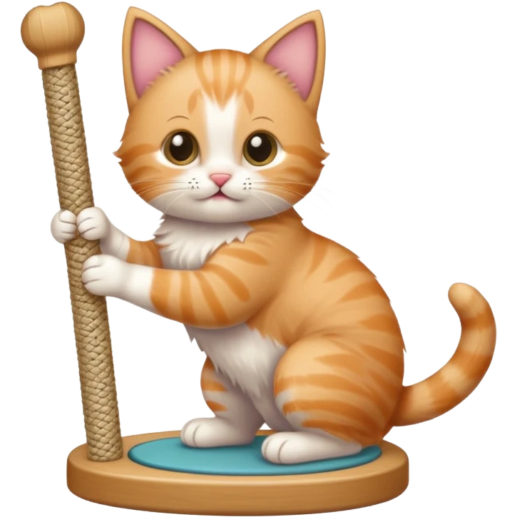 Kitten using a cat scratcher emoji