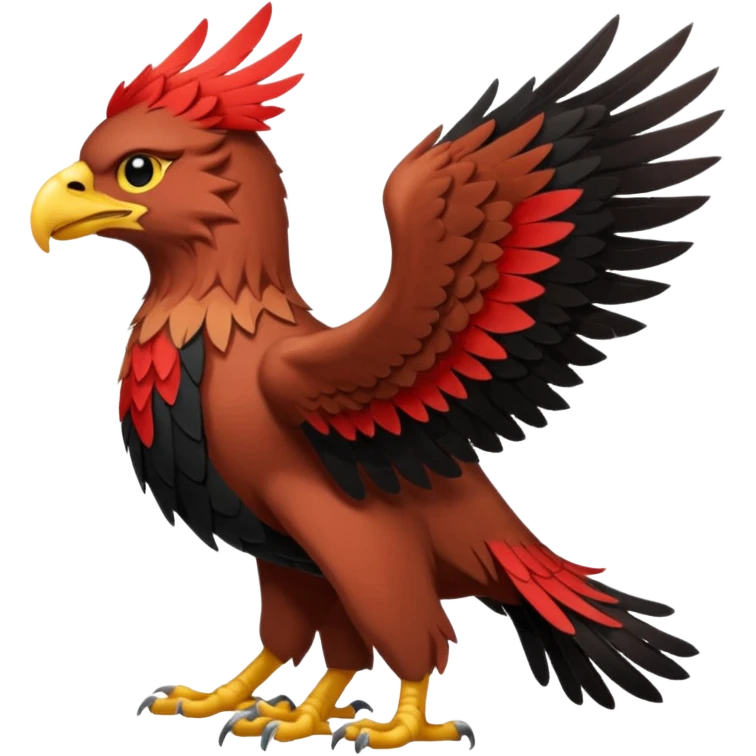A red-brownish, white, and black gryphon, full body emoji