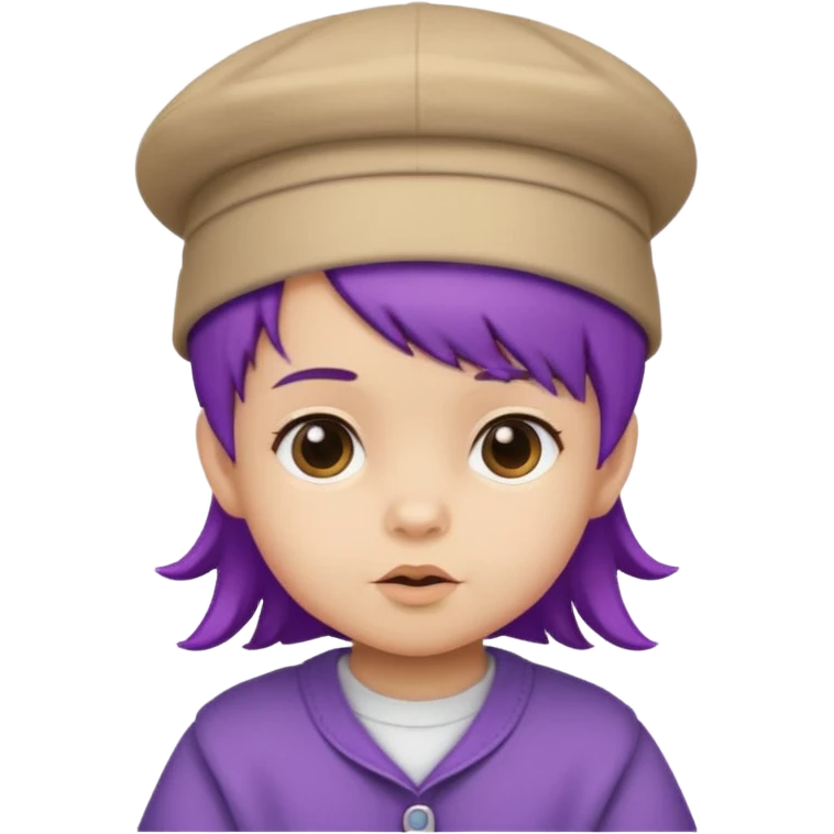 purple haired little baby with hat emoji
