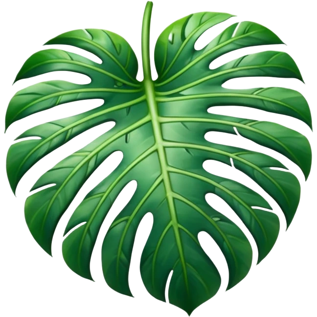 white and green monstera leaf emoji