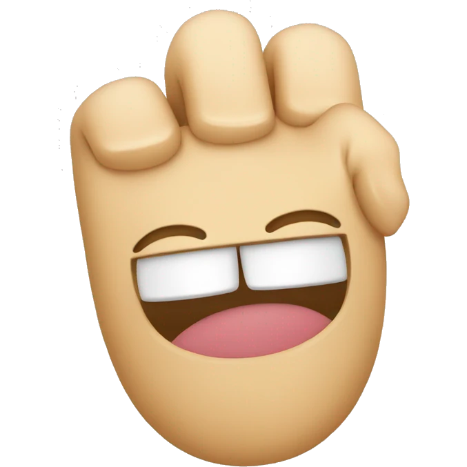 A finger with a laughing face emoji