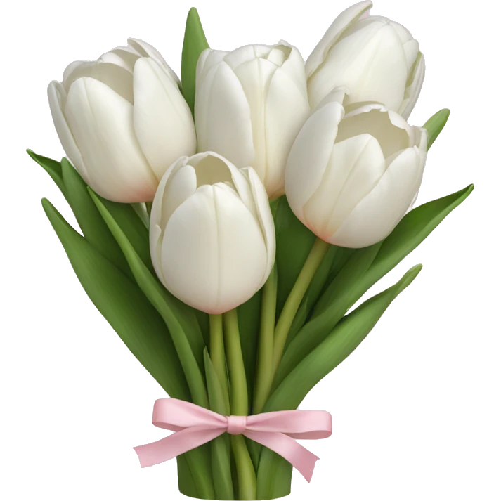 White tulips bouquet with light pink bow  emoji